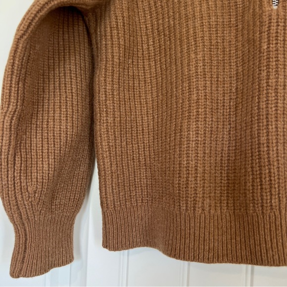 Everlane Felted Merino Wool Half-Zip Sweater in Deep Camel Ribbed Pull Over XS - Picture 7 of 13